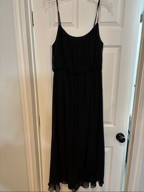 Banana Republic Black Spaghetti-Strap Maxi Hi-Low Dress